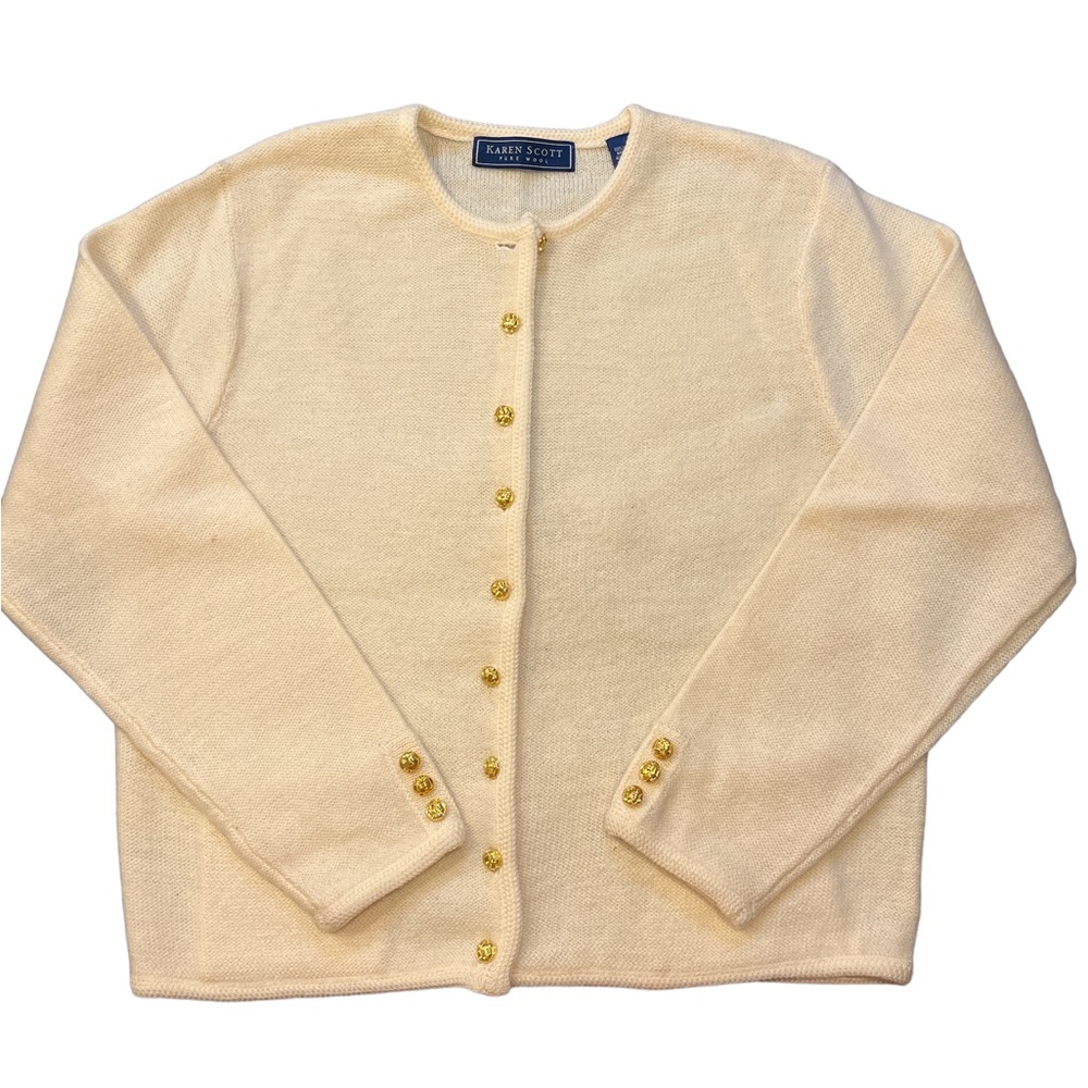 Karen Scott wool cardigan sweater size medium